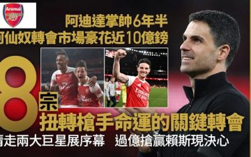 足球快報 ︱英超 ︱西甲 ︱歐聯 ︱足球快訊2026︱英超︱阿仙奴奪英超︱改變槍手的8宗轉會　由清洗更衣室到最後拼圖